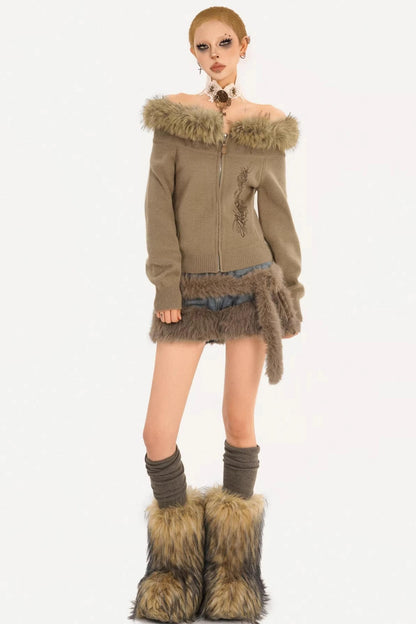 Light Gray Off-Shoulder Sweater