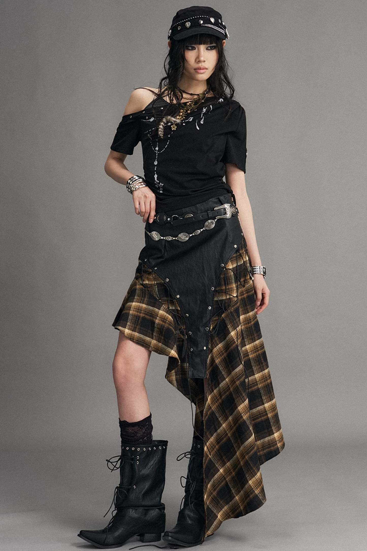Punk Retro Plaid Skirt