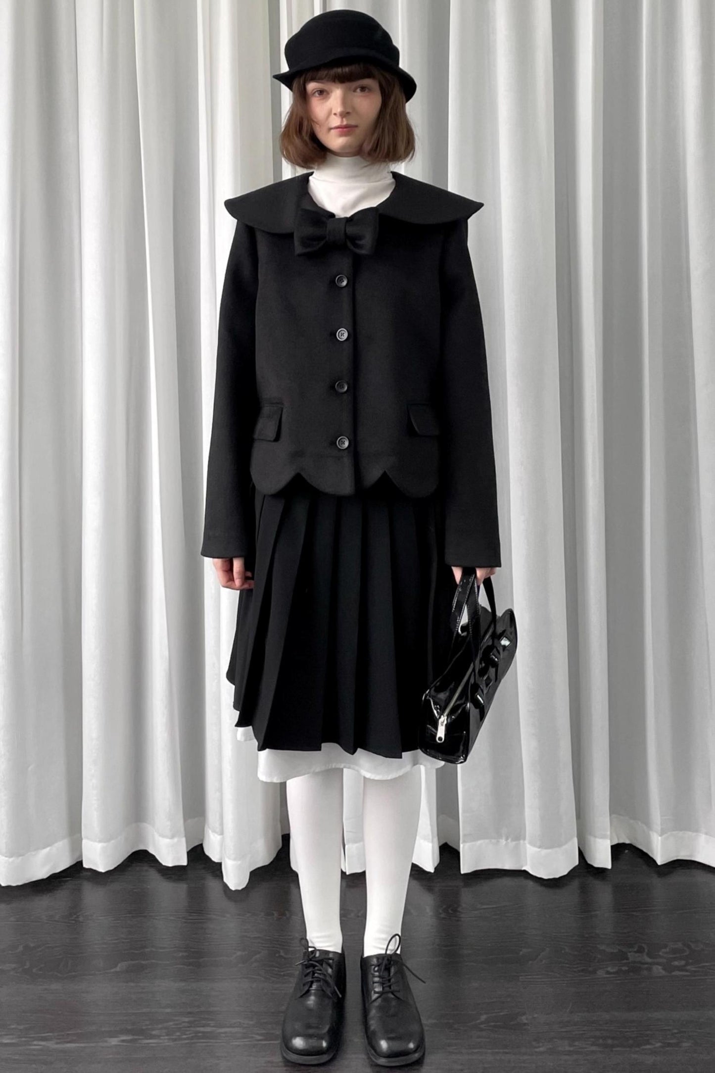 Black Pleated Bow Skirt