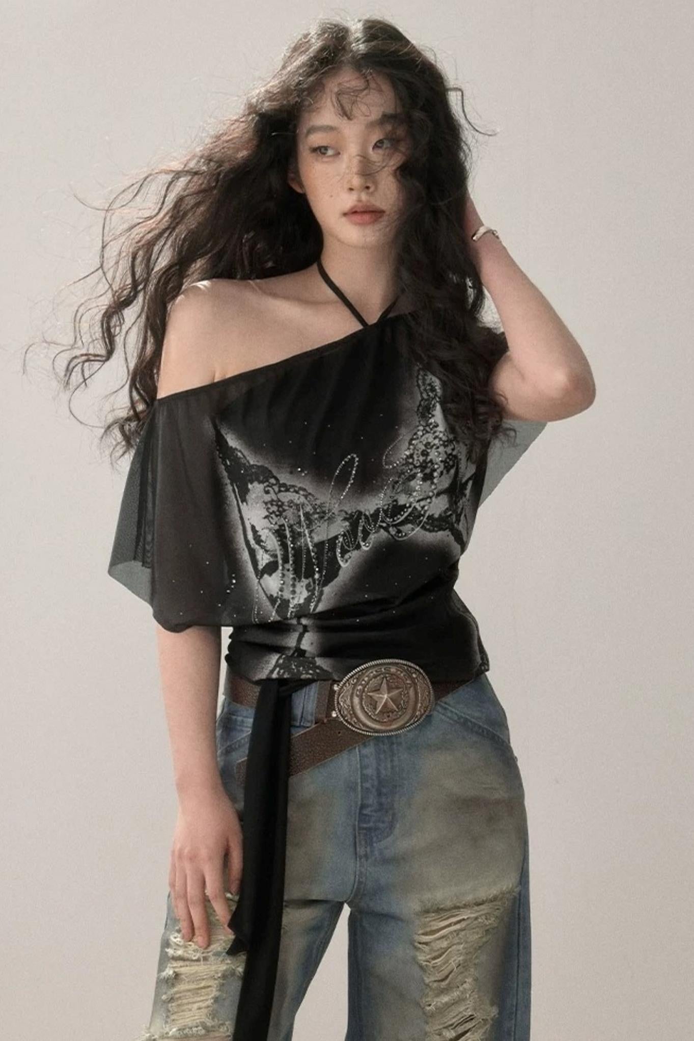 빈티지 스위트 홀터넥 탑