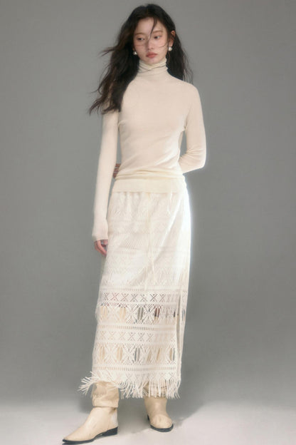 Yangtze Pure Wool Turtleneck Knit Top