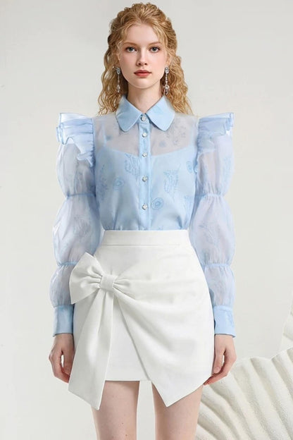 Cloud Fragrance Puff Sleeve Blouse Set-Up