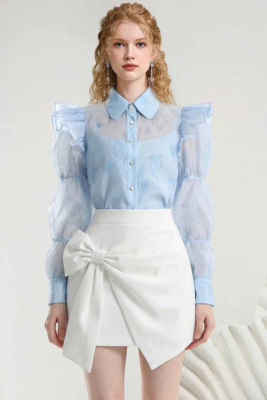 Cloud Fragrance Puff Sleeve Blouse Set-Up