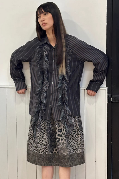 Leopard Graffiti Pleated Skirt