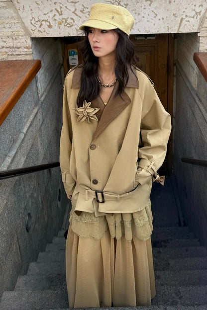 Vintage Lily Silhouette Reversible Trench Coat Set-Up