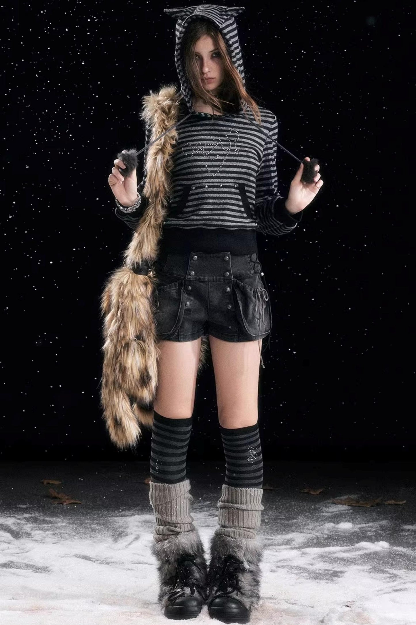 Autumn Flower Bud Denim Shorts