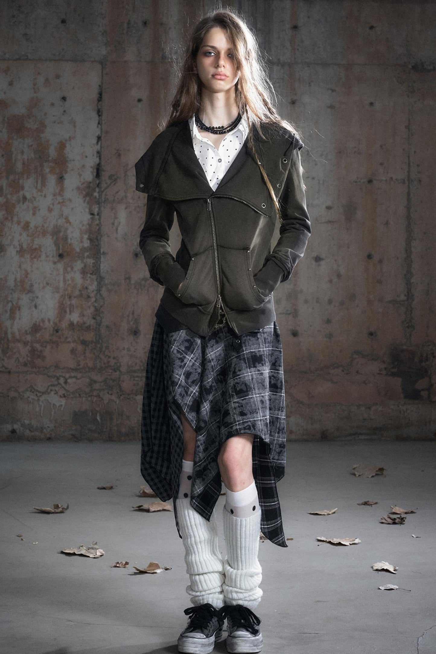 Swing Collar Long Sleeve Shirt