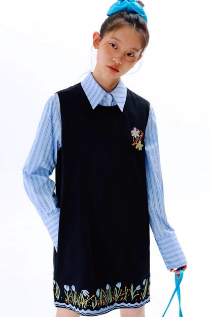 Mandao Flower Vine Striped Diamond Shirt