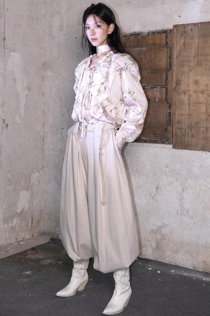 Tencel Pleated Wide-Leg Pants