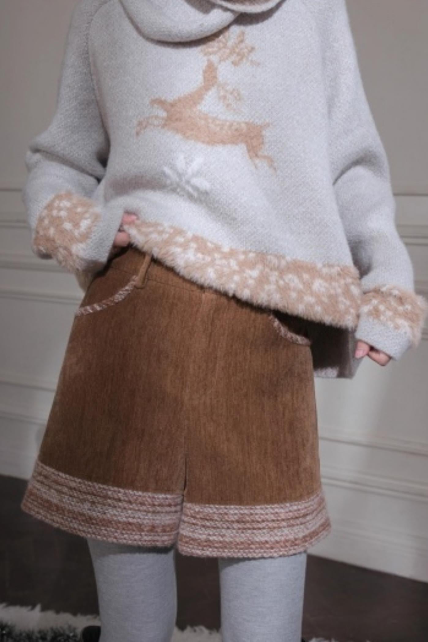 Snow Deer Faux Mink Sweater