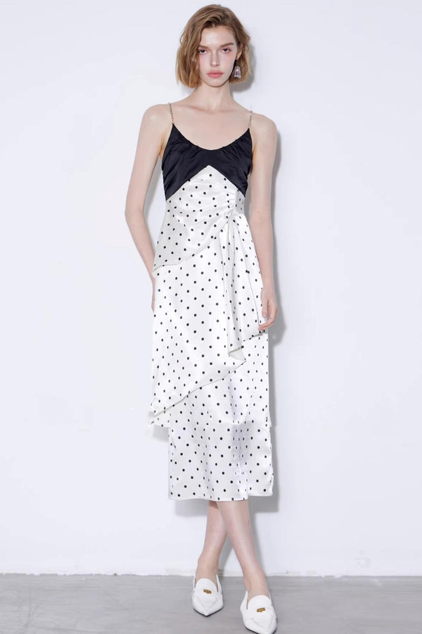 Retro Polka Dot Satin Dress