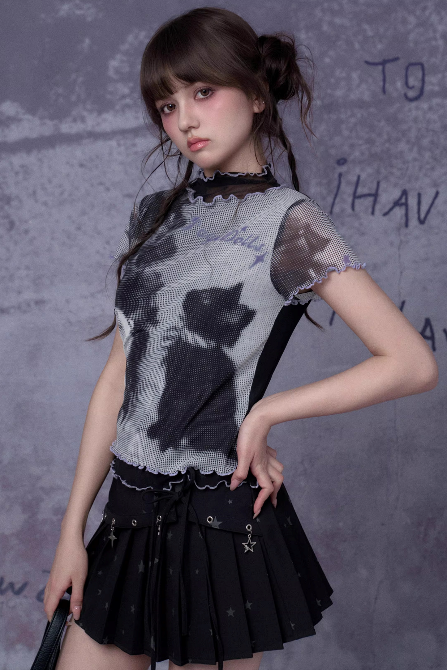 Retro Double-Layer Mesh Top