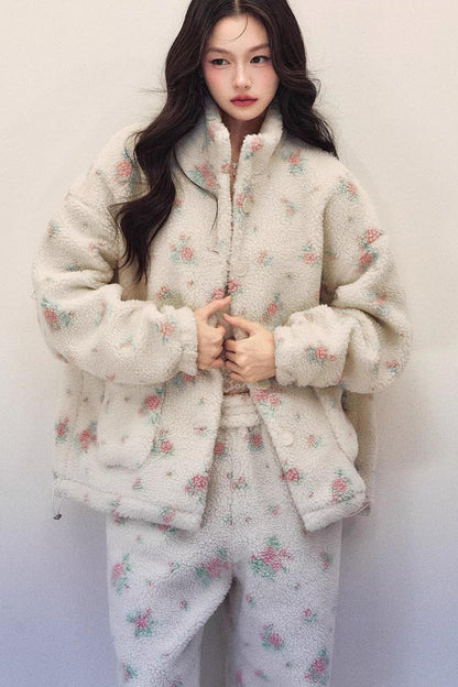 Floral Wool Jacket Suit Set-Up