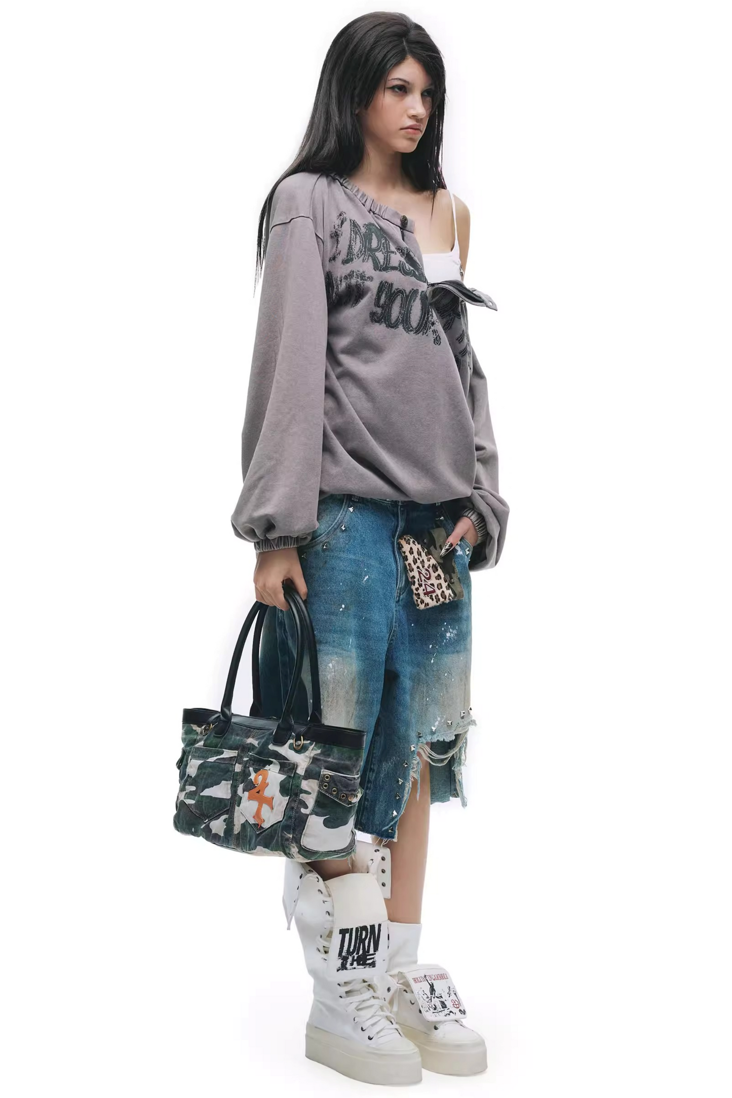 Grunge Gelbe Denim-Shorts