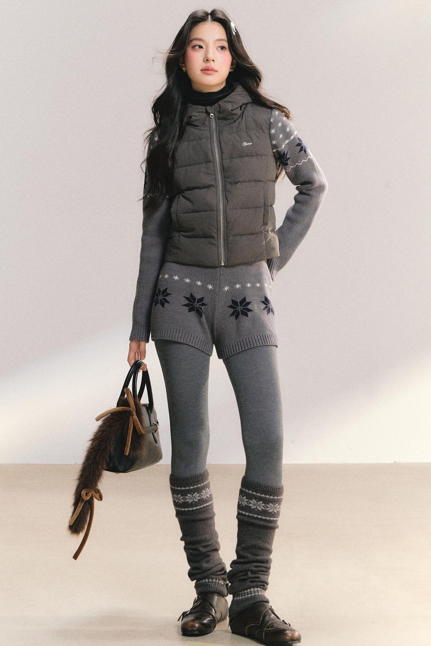 White Duck Down Ribbed Jacket Set-Up