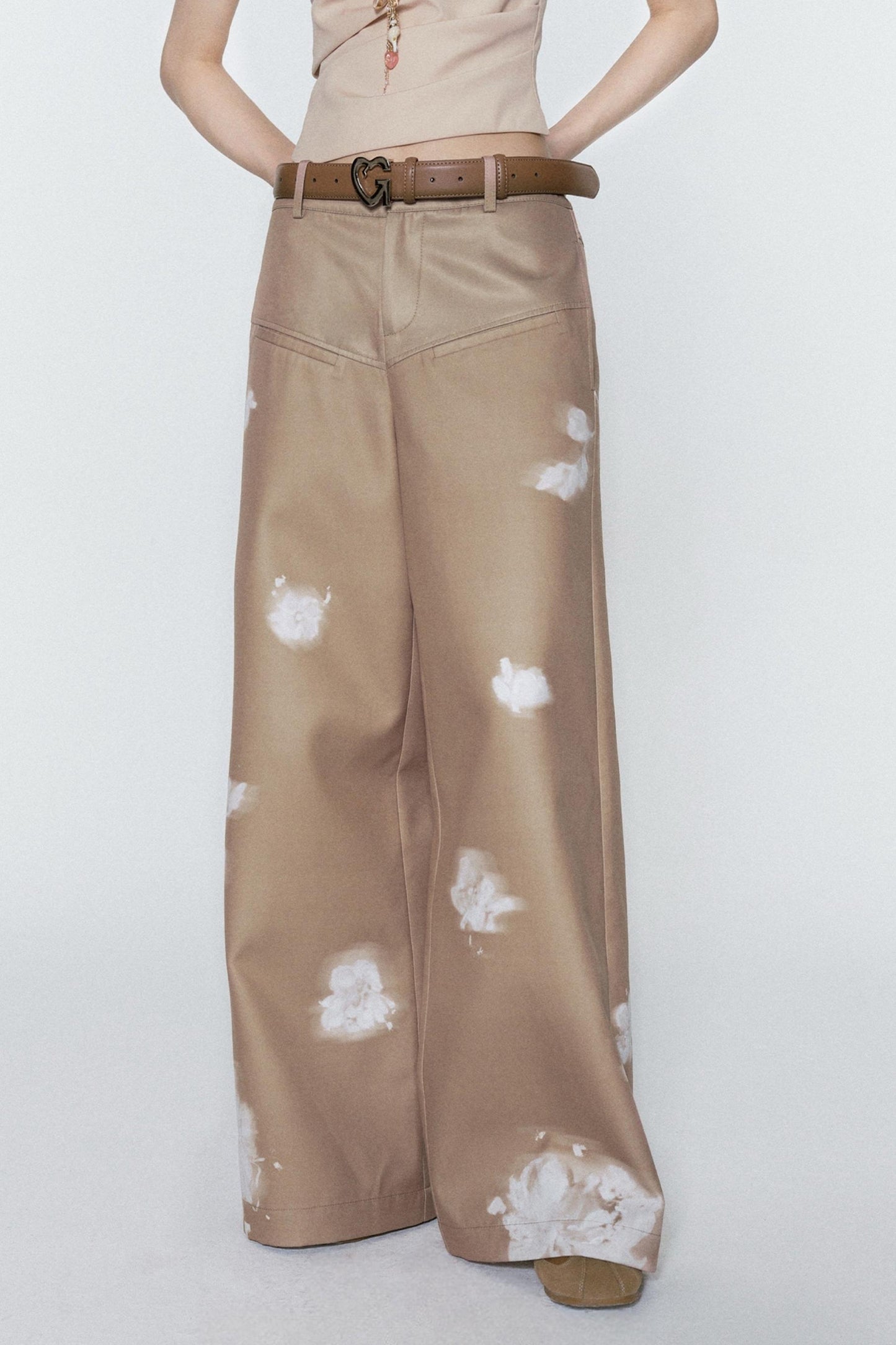 Printed Brown Breeze Blouse & Pants Set-Up