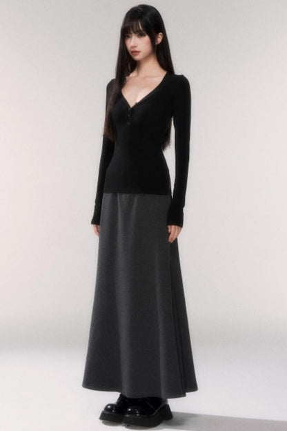 Thick Wool A-Line Skirt