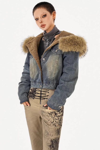 Retro Hooded Denim Jacket