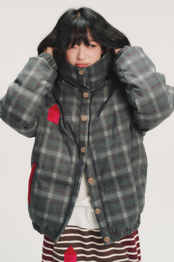 Colorful Embroidery Plaid Jacket