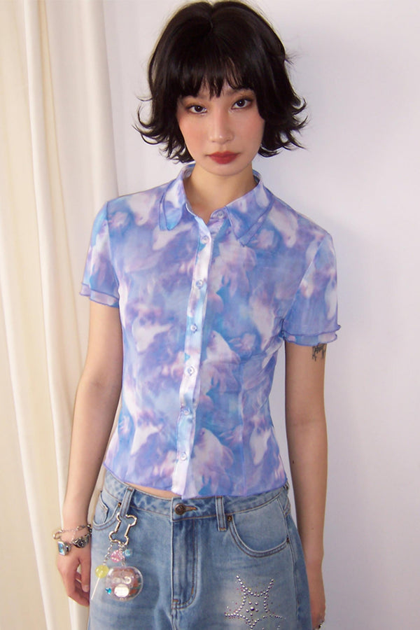 Vintage Sea Floral Slim Shirt