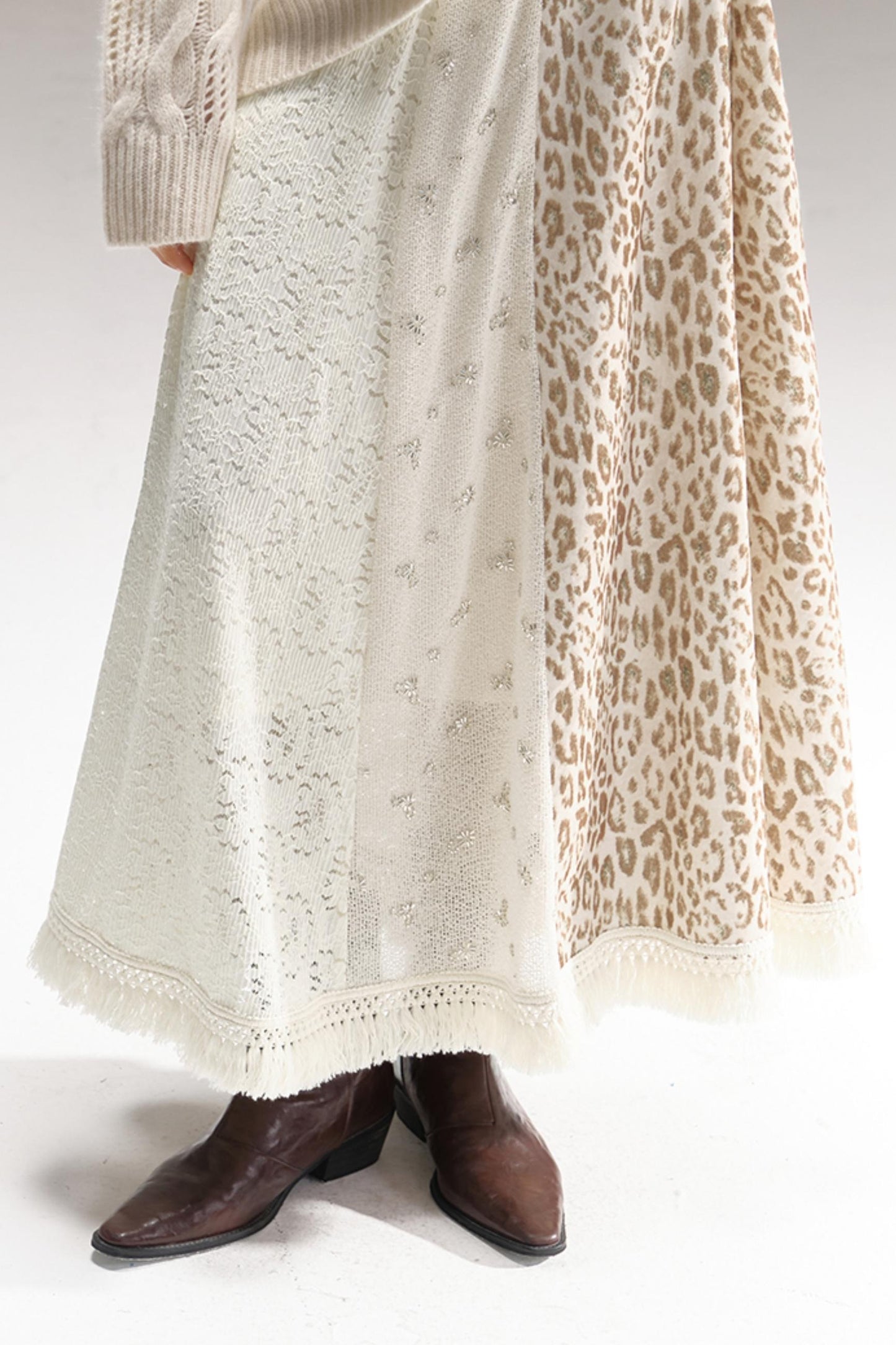 Beaded Silk Leopard Skirt