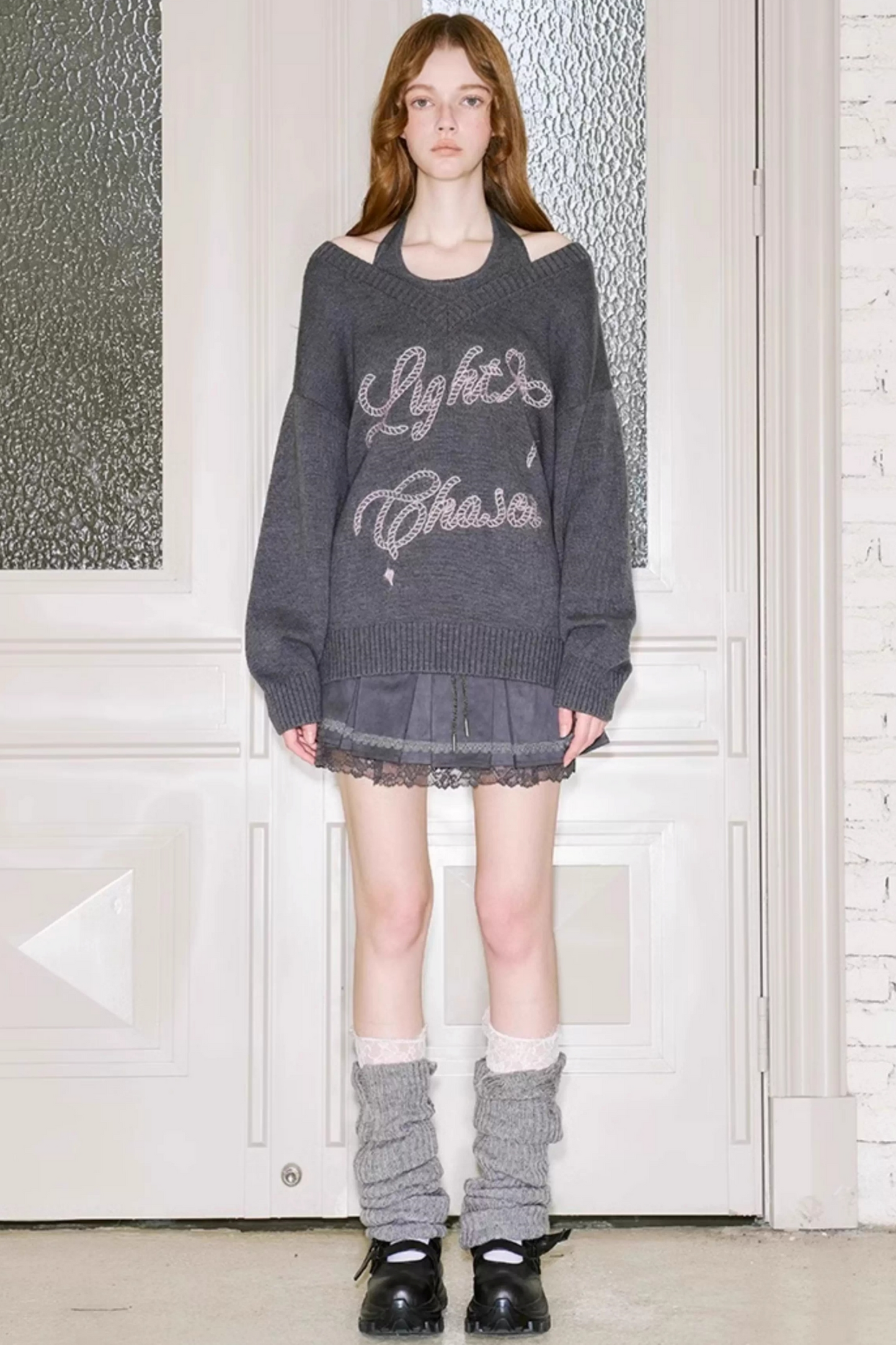 Knitted Plaid Sweater Set-Up