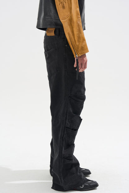 Layered Split Dirty Jeans