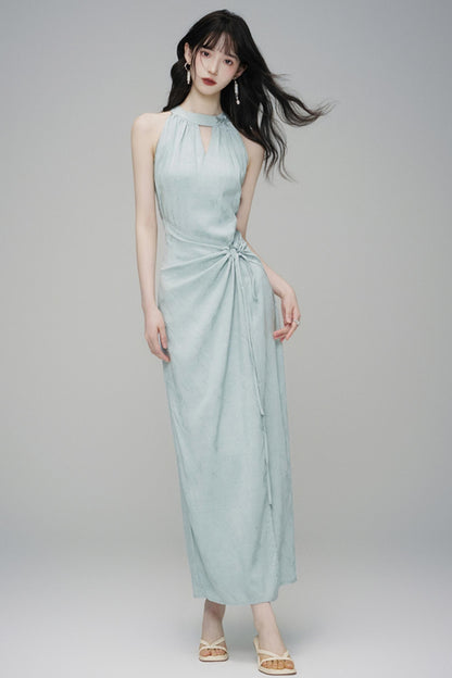 Elegant Sleeveless Jacquard Maxi Dress
