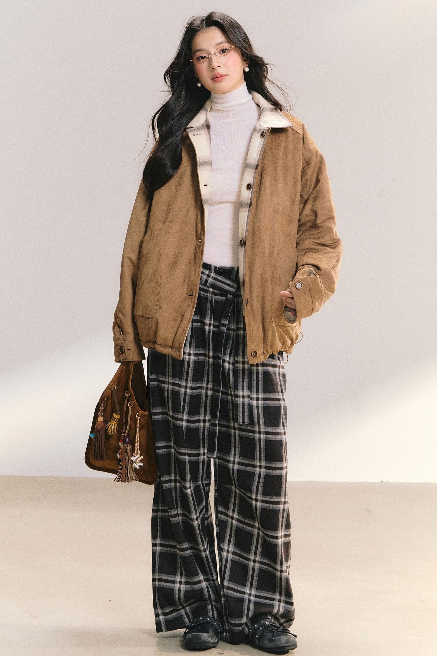 Reversible Suede Plaid Jacket