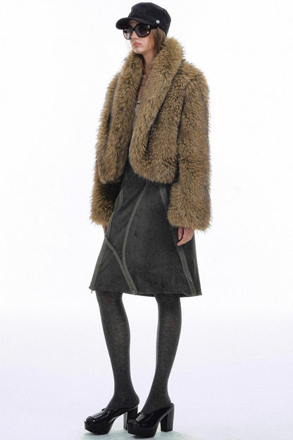 Deconstructed Zipper Leather Skirt