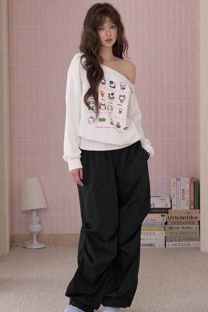 Loose Pleated Parachute Pants