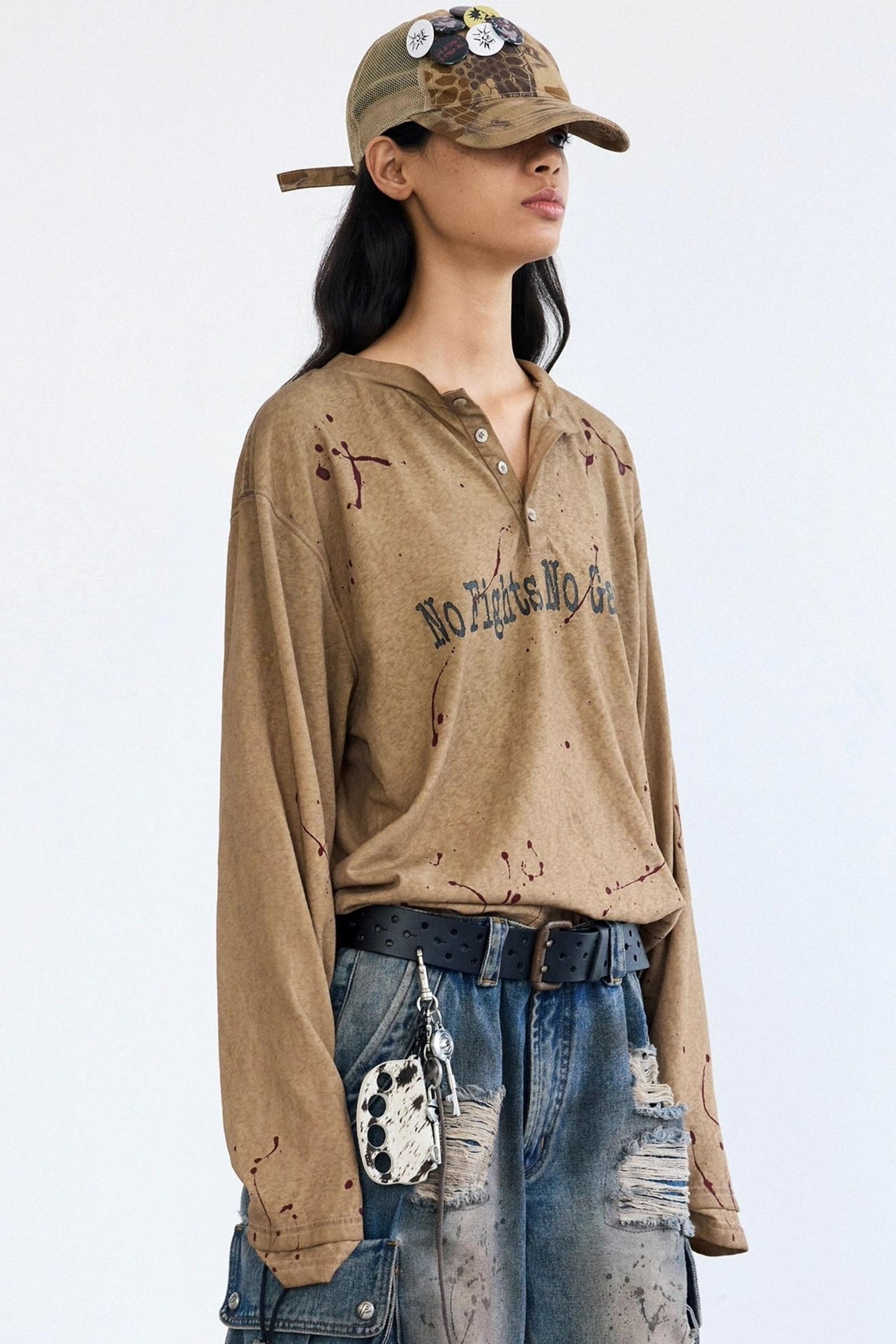 Vintage Splash Ink Henley Tee