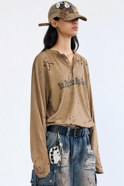 Vintage Splash Ink Henley Tee