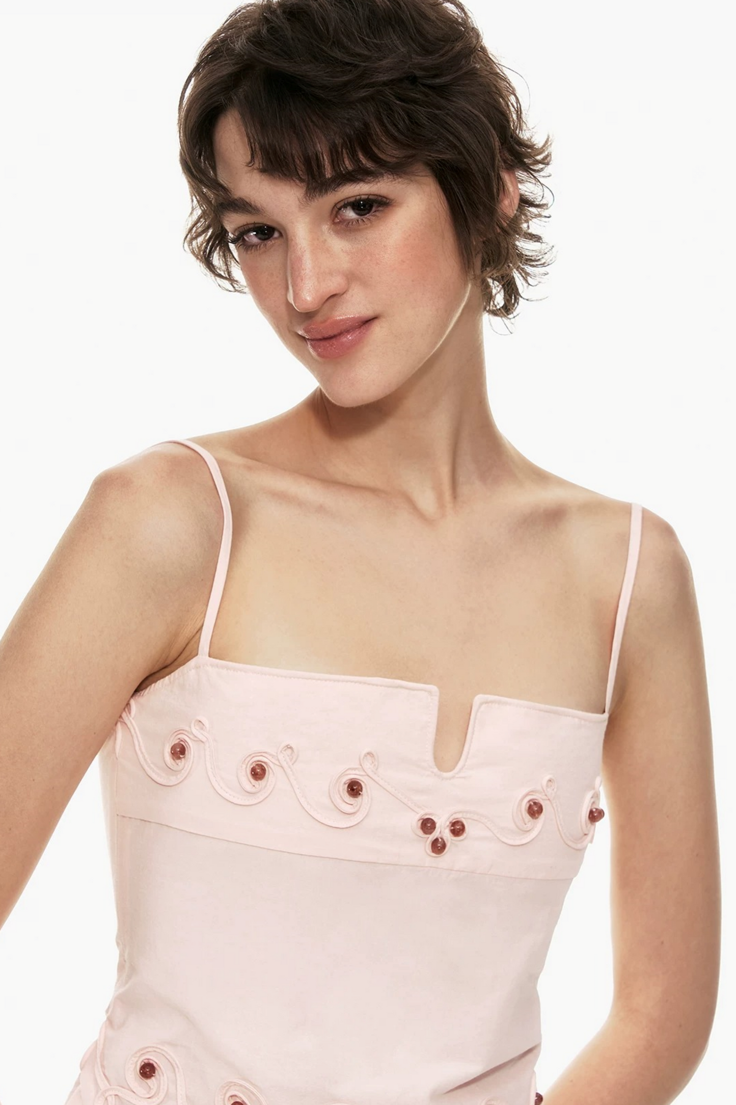 Embroidered Cotton Ruffled Top