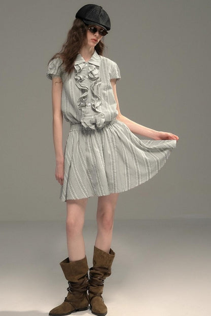 Silver Coral Jacquard Lace Dress