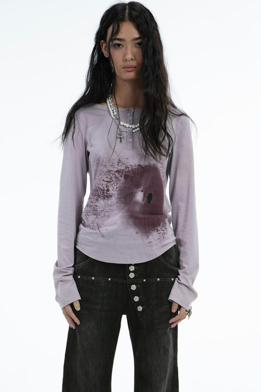 Slim Fit Abstract Long Sleeve T-Shirt