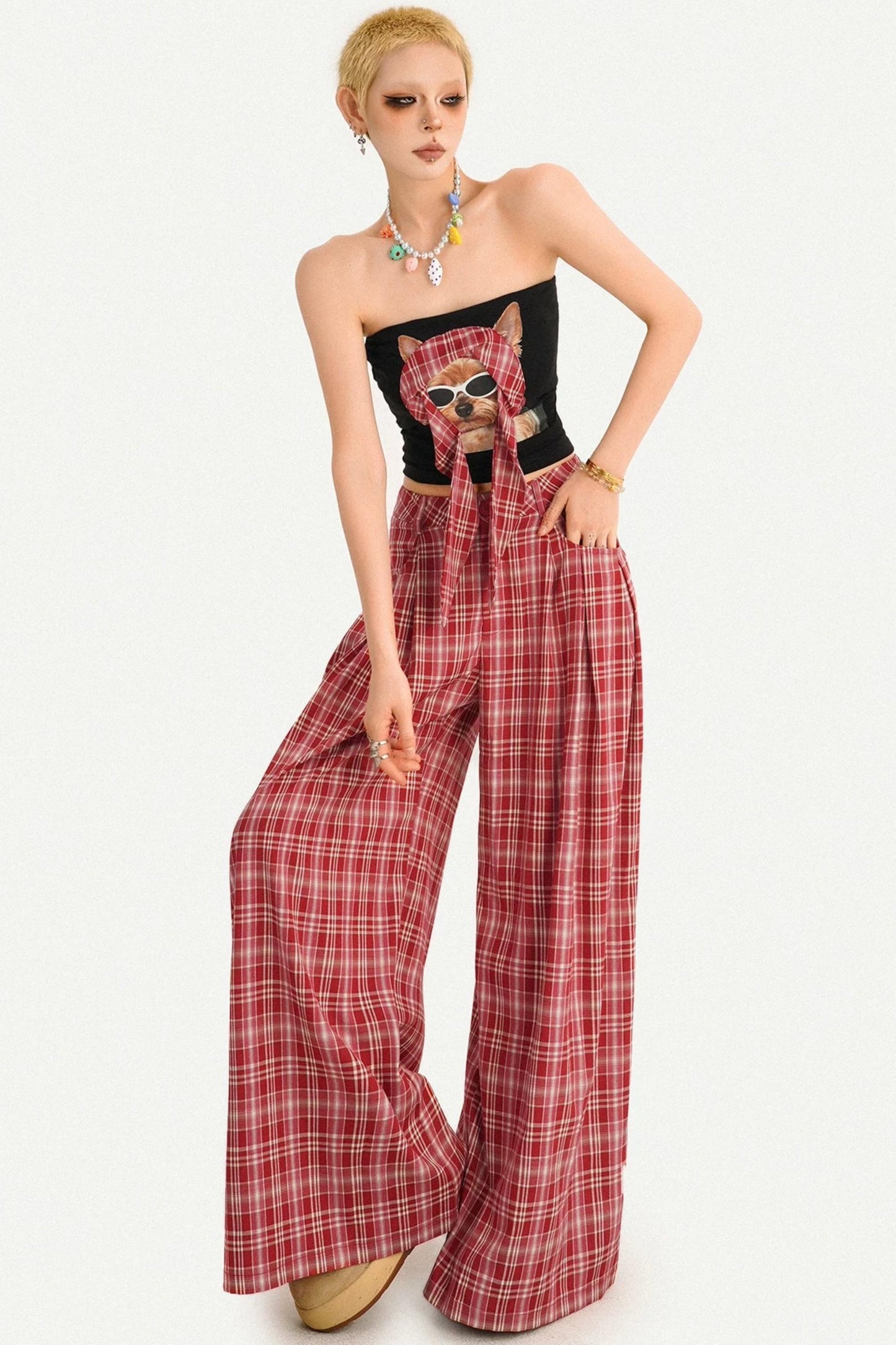 American Retro Plaid Pants