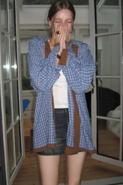 Contrast Fake Two-Piece loose Shirt