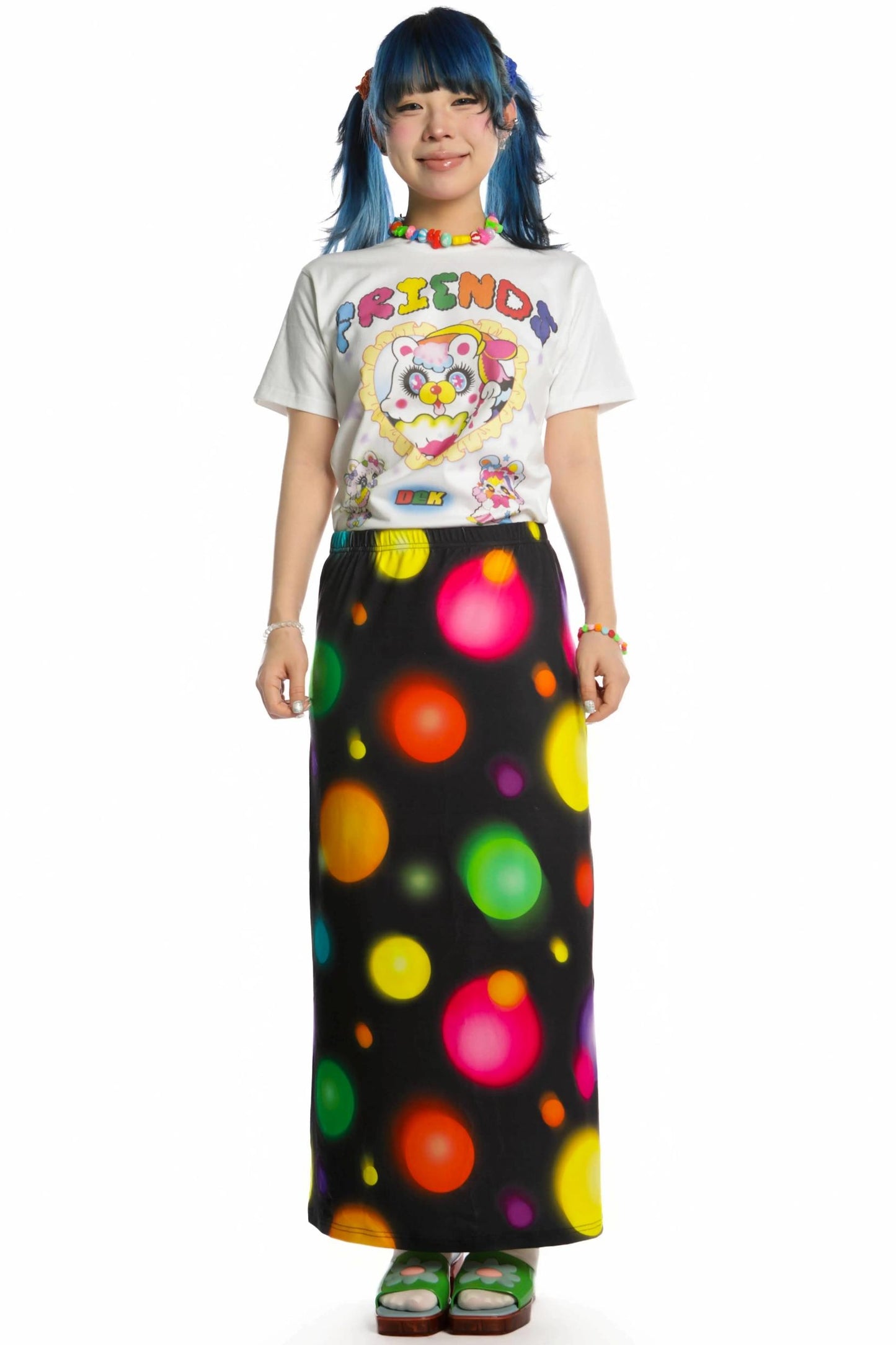 Retro Polka Dot Print Stretch Skirt