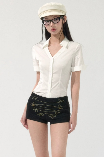 Waist-Slimming V-Neck Blouse