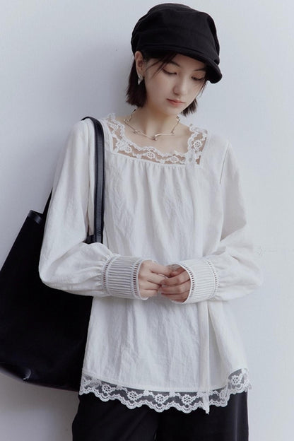 Lace Stitching Heavy Work Cuffs Shirt