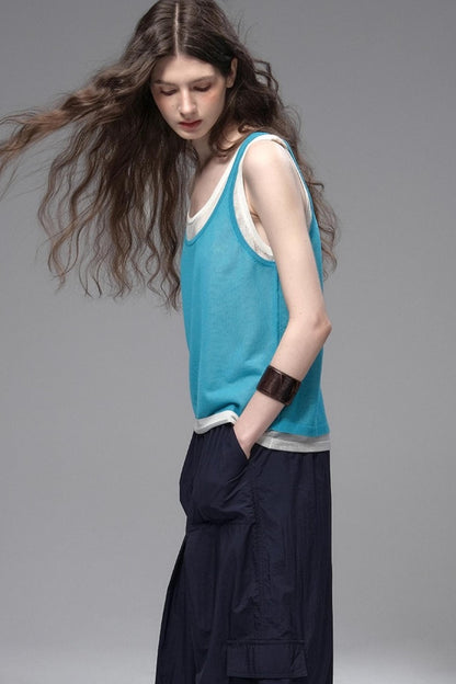 Tri-Color Linen Vest