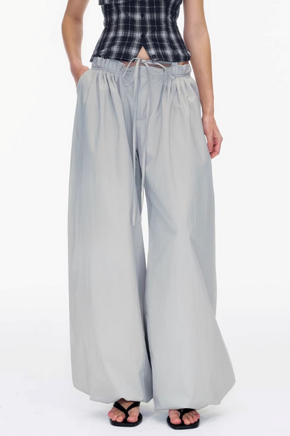 Waist Ruched Wide-Leg Pants