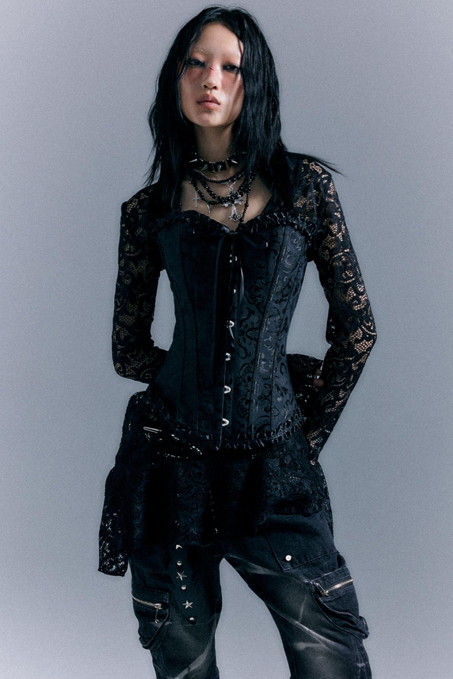 Lace Herringbone Corset Top Set-Up