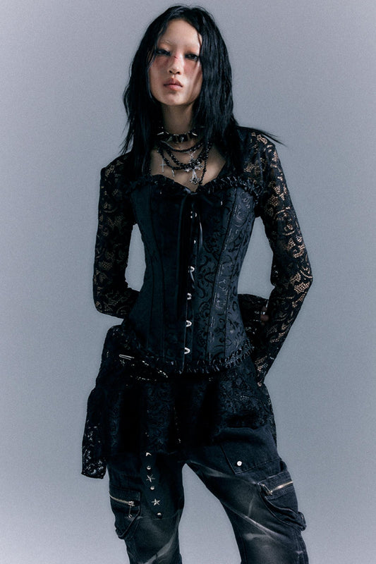 Lace Herringbone Corset Top Set-Up