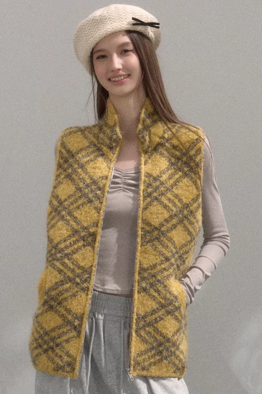 Retro Plaid Knitted Vest