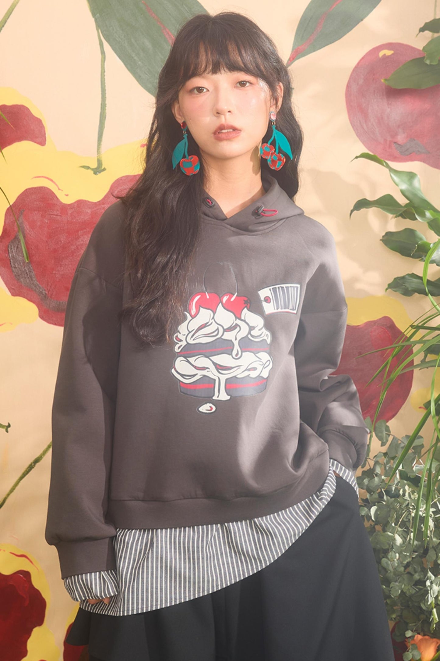 Vintage Cherry Hooded Top