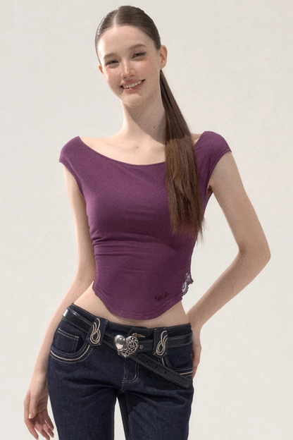 Lace Patchwork Backless Top