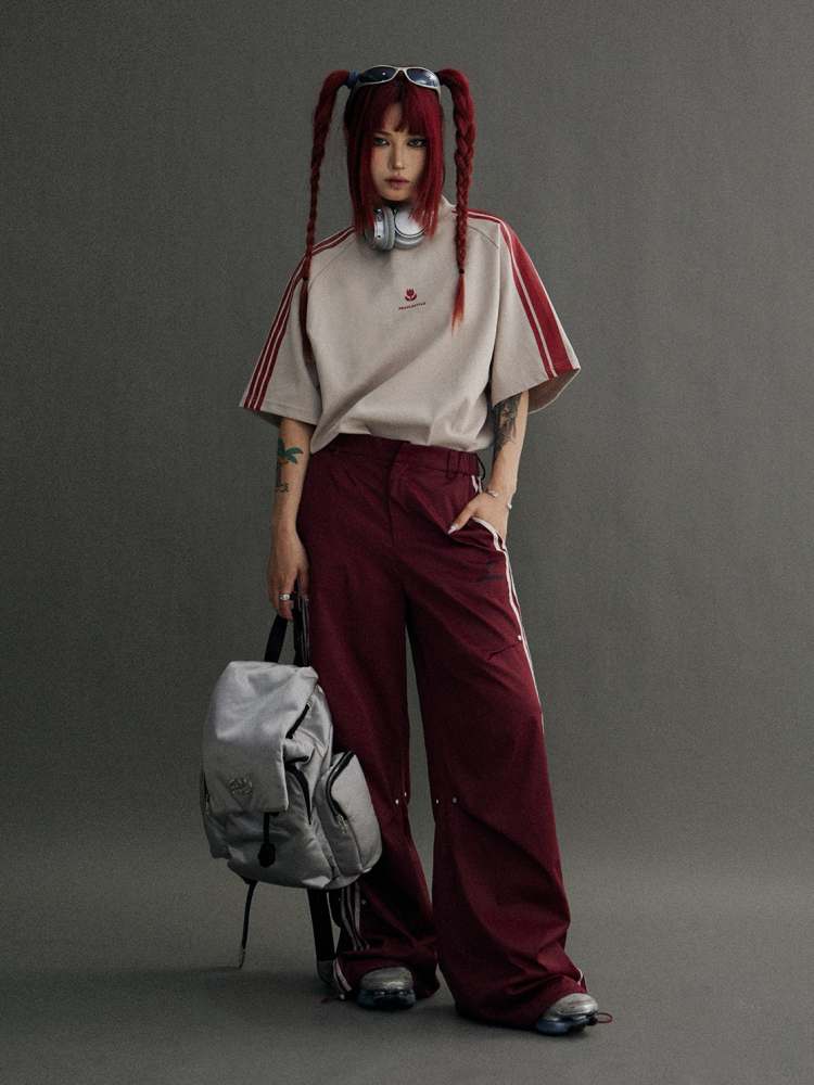 Stripe Wide Leg Jersey Pants