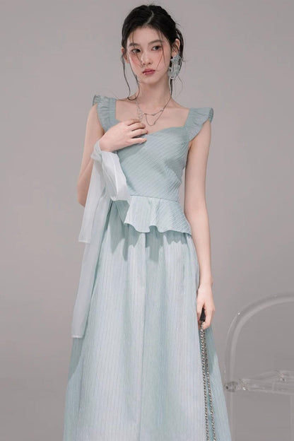 Light Teal Sheer Ribbon Dress Set